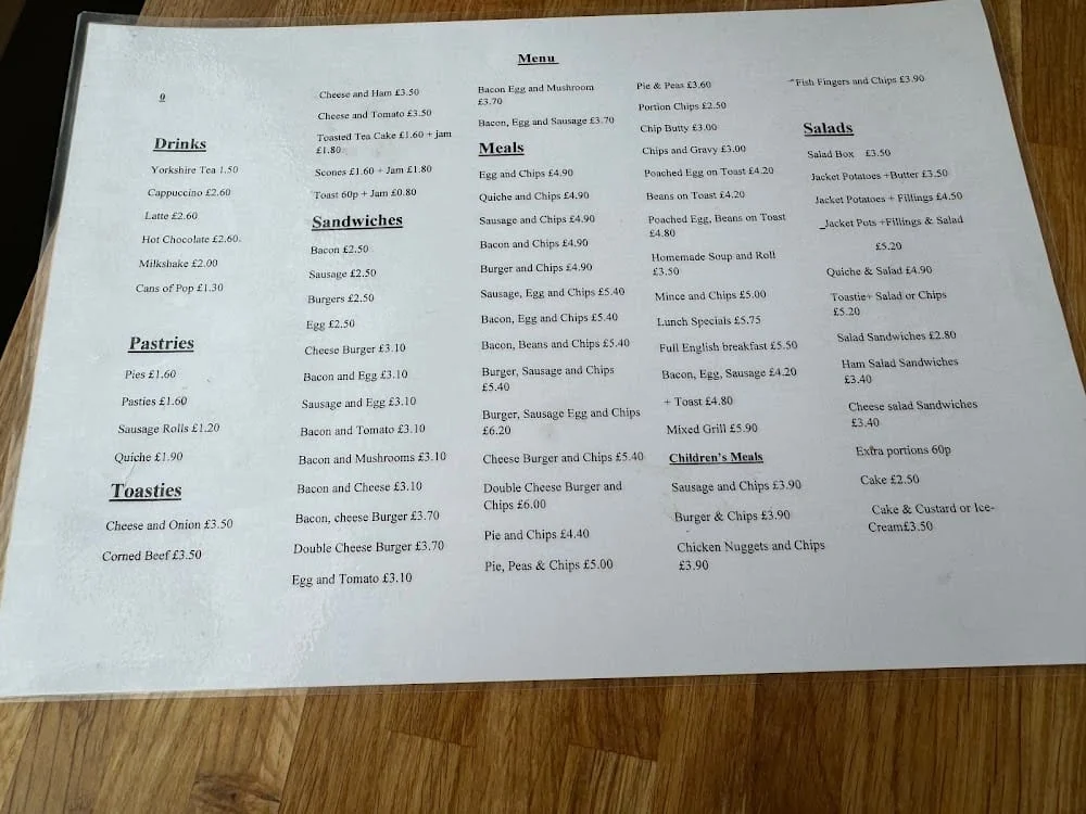 A photographed menu from Sam Zair's Cafe